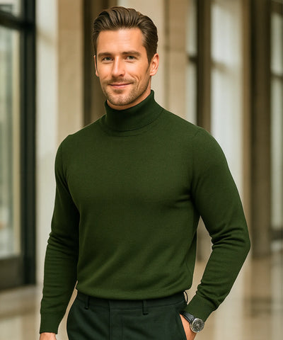 Comprar suéter masculino tricot gola alta premium verde conforto elegante social casual barato promoção ZARA
