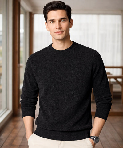 Comprar suéter masculino tricot gola redonda confortável elegante em promoção