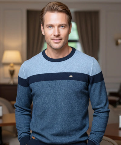 Comprar suéter masculino tricot gola redonda listrado elegante inverno premium em promoção ZARA