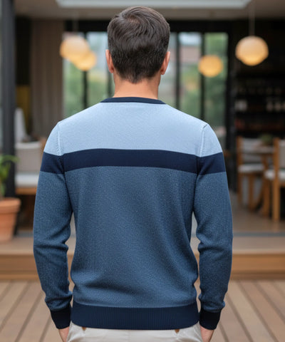 Comprar suéter masculino tricot gola redonda listrado elegante inverno premium em promoção ZARA