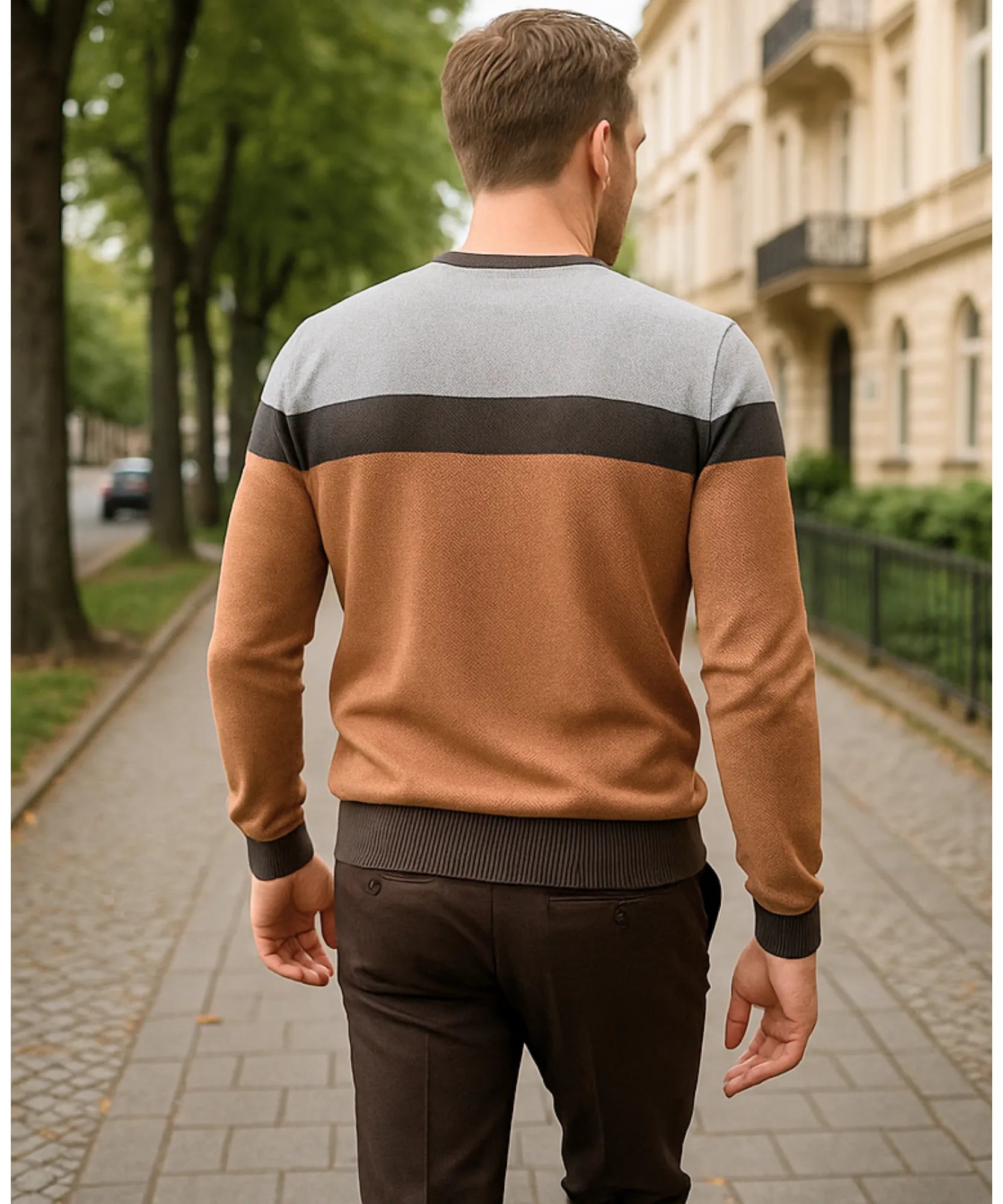 Comprar suéter masculino tricot gola redonda listrado elegante inverno premium em promoção ZARA