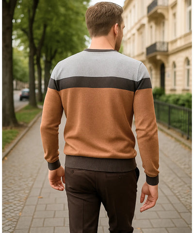 Comprar suéter masculino tricot gola redonda listrado elegante inverno premium em promoção ZARA
