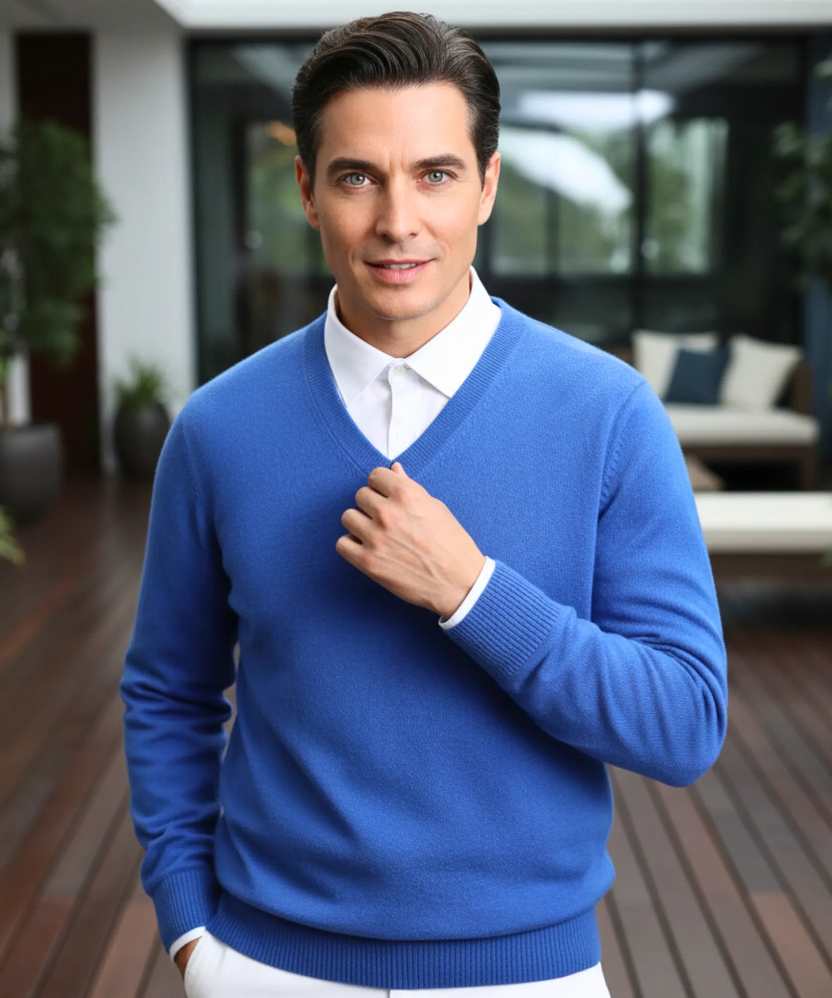 Comprar suéter masculino tricot gola V barato ou em promoção