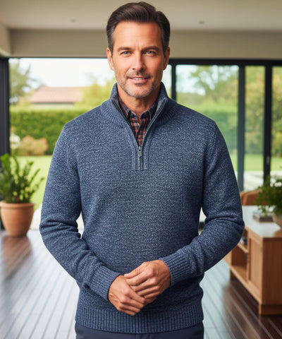 Comprar suéter masculino tricot meio zíper gola alta confortável elegante inverno casual barato ou em promoção ZARA
