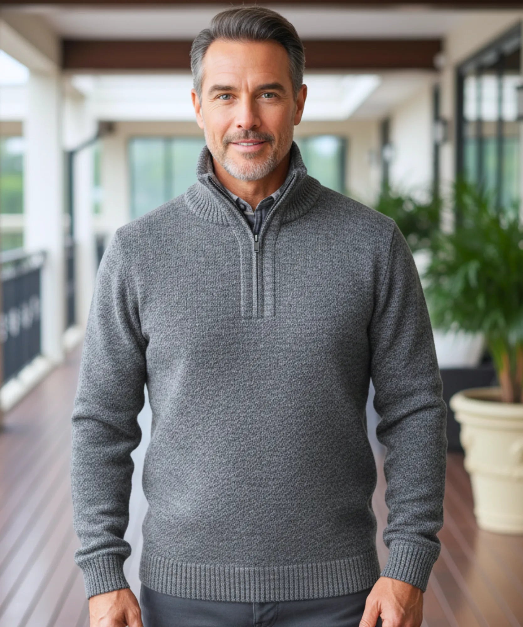 Comprar suéter masculino tricot meio zíper gola alta confortável elegante inverno casual barato ou em promoção ZARA