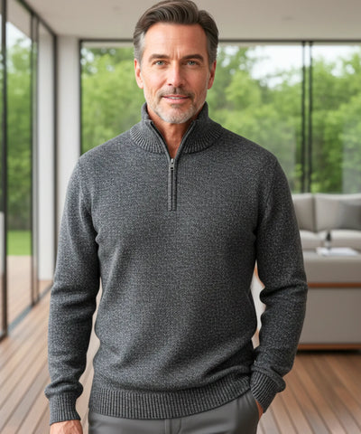 Comprar suéter masculino tricot meio zíper gola alta confortável elegante inverno casual barato ou em promoção ZARA