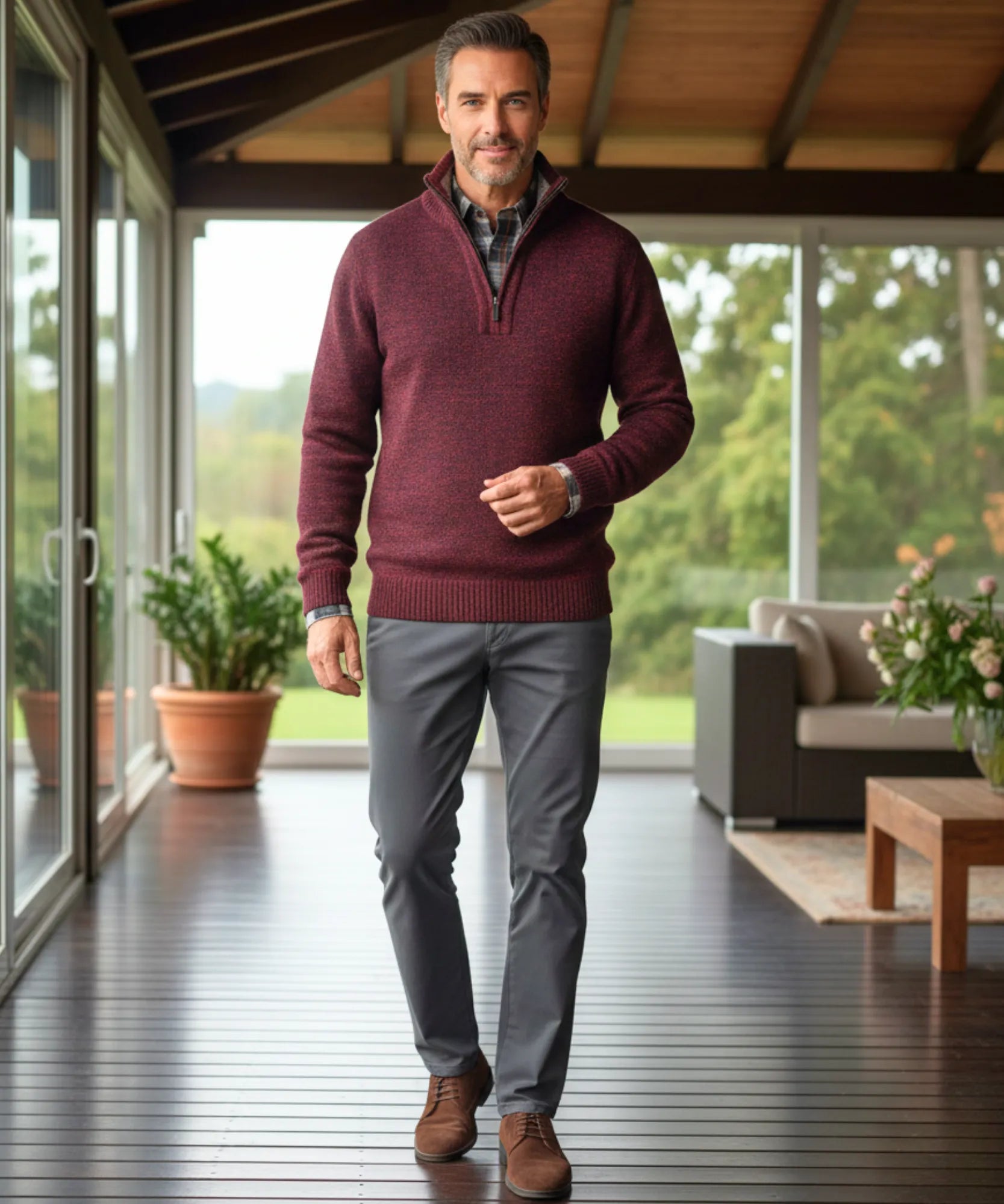 Comprar suéter masculino tricot meio zíper gola alta confortável elegante inverno casual barato ou em promoção ZARA