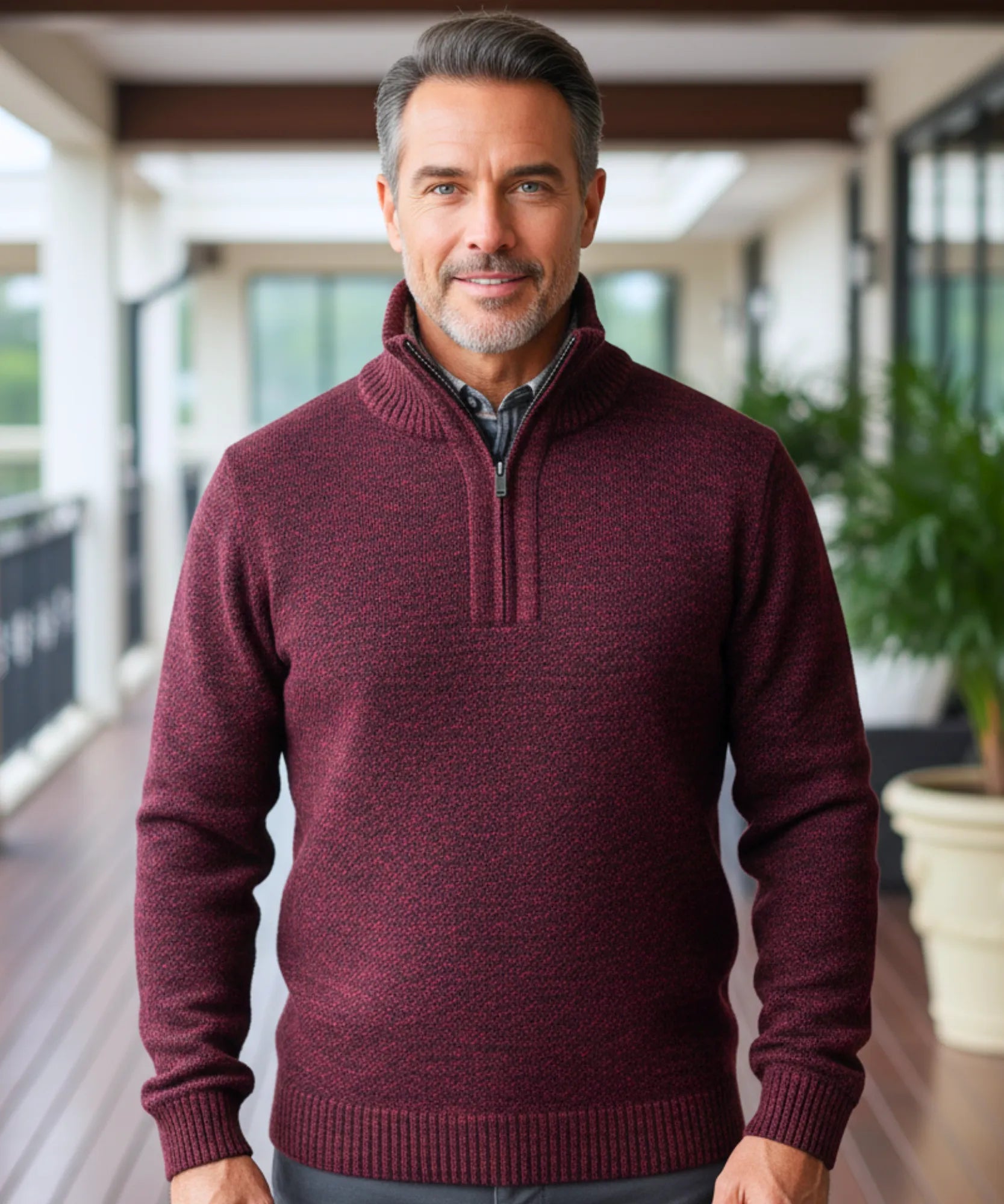 Comprar suéter masculino tricot meio zíper gola alta confortável elegante inverno casual barato ou em promoção ZARA