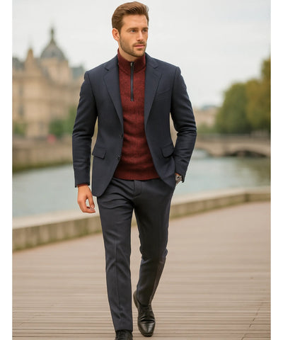 Suéter Masculino Tricot Meio Zíper Gola Alta Confortável | Swen
