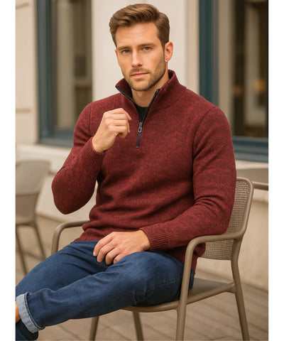 Suéter Masculino Tricot Meio Zíper Gola Alta Confortável | Swen
