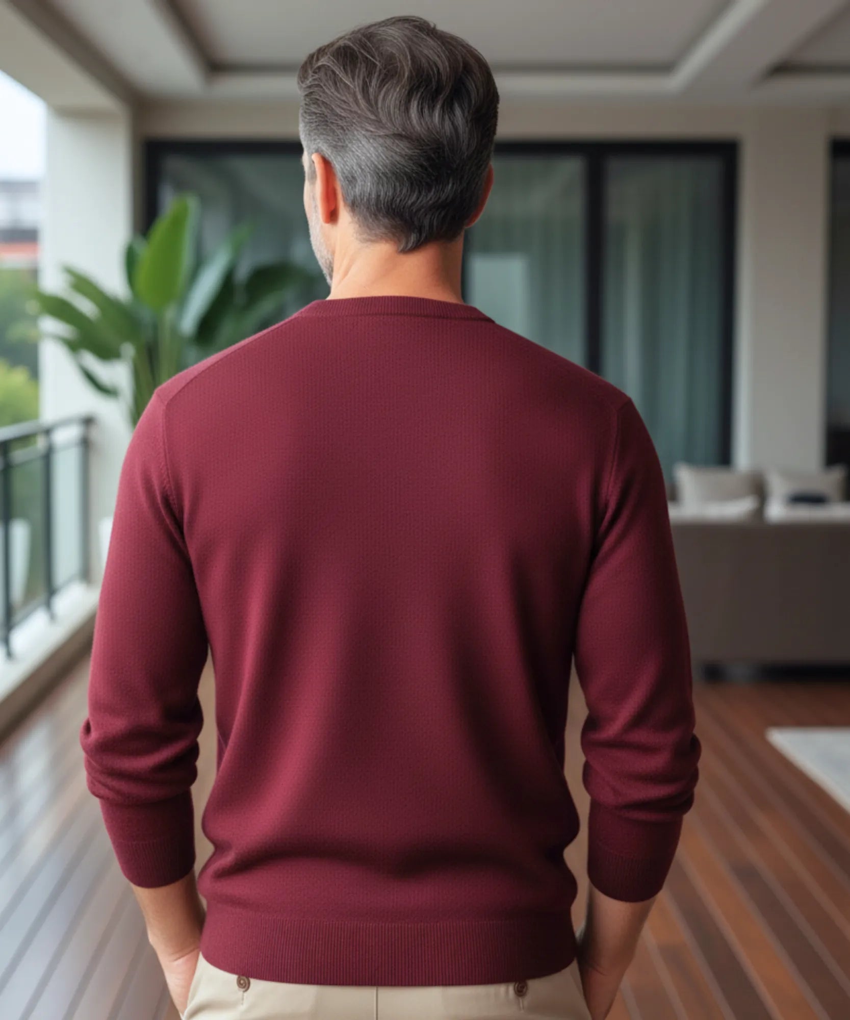 Comprar suéter masculino tricot modal com gola careca para looks casuais elegantes e confortáveis de meia estação ou ambientes formais leves em promoção ANELLIMN