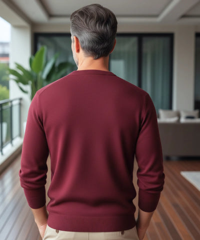 Comprar suéter masculino tricot modal com gola careca para looks casuais elegantes e confortáveis de meia estação ou ambientes formais leves em promoção ANELLIMN