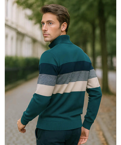 Comprar suéter masculino tricot zíper listrado inverno elegante moderno premium em promoção ZARA
