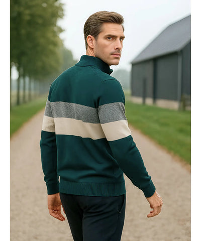 Comprar suéter masculino tricot zíper listrado inverno elegante moderno premium em promoção ZARA
