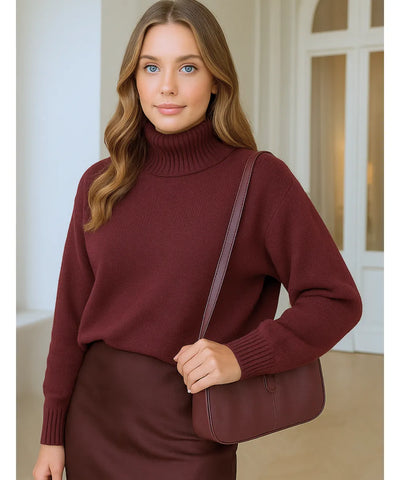 Suéter Tricot Feminino Grosso e Elegante com Gola Alta | Cili