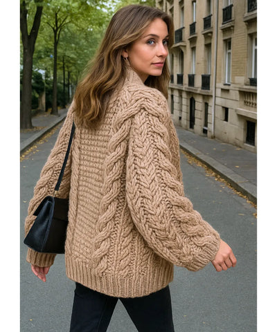 Suéter Tricot Feminino Grosso com Manga Longa Elegante | Kita