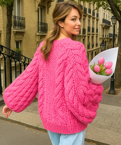 Suéter Tricot Feminino Grosso com Manga Longa Elegante | Kita