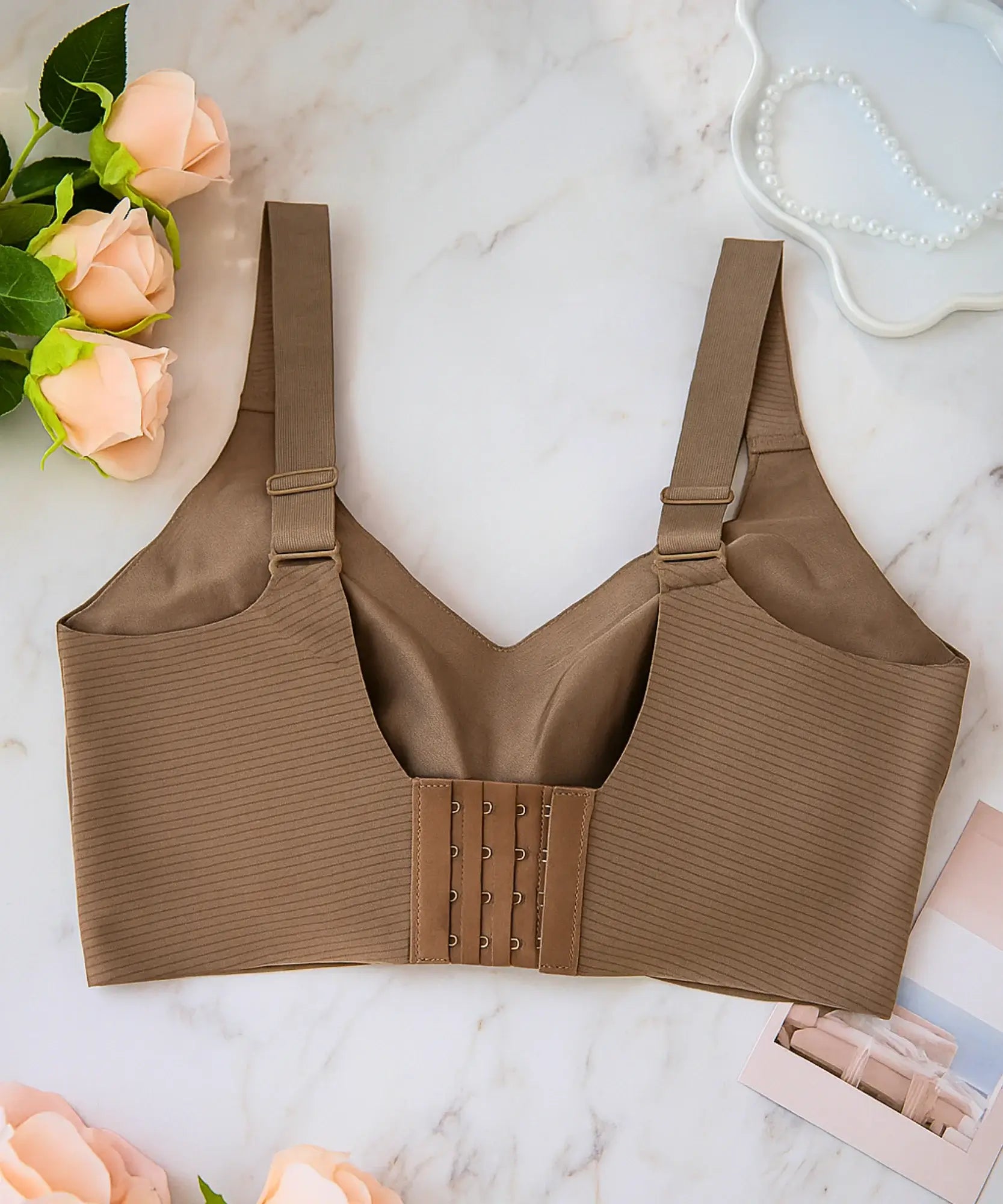 Comprar sutiã sem aro com bojo removível microfibra canelada respirável confortável barato ANELLIMN