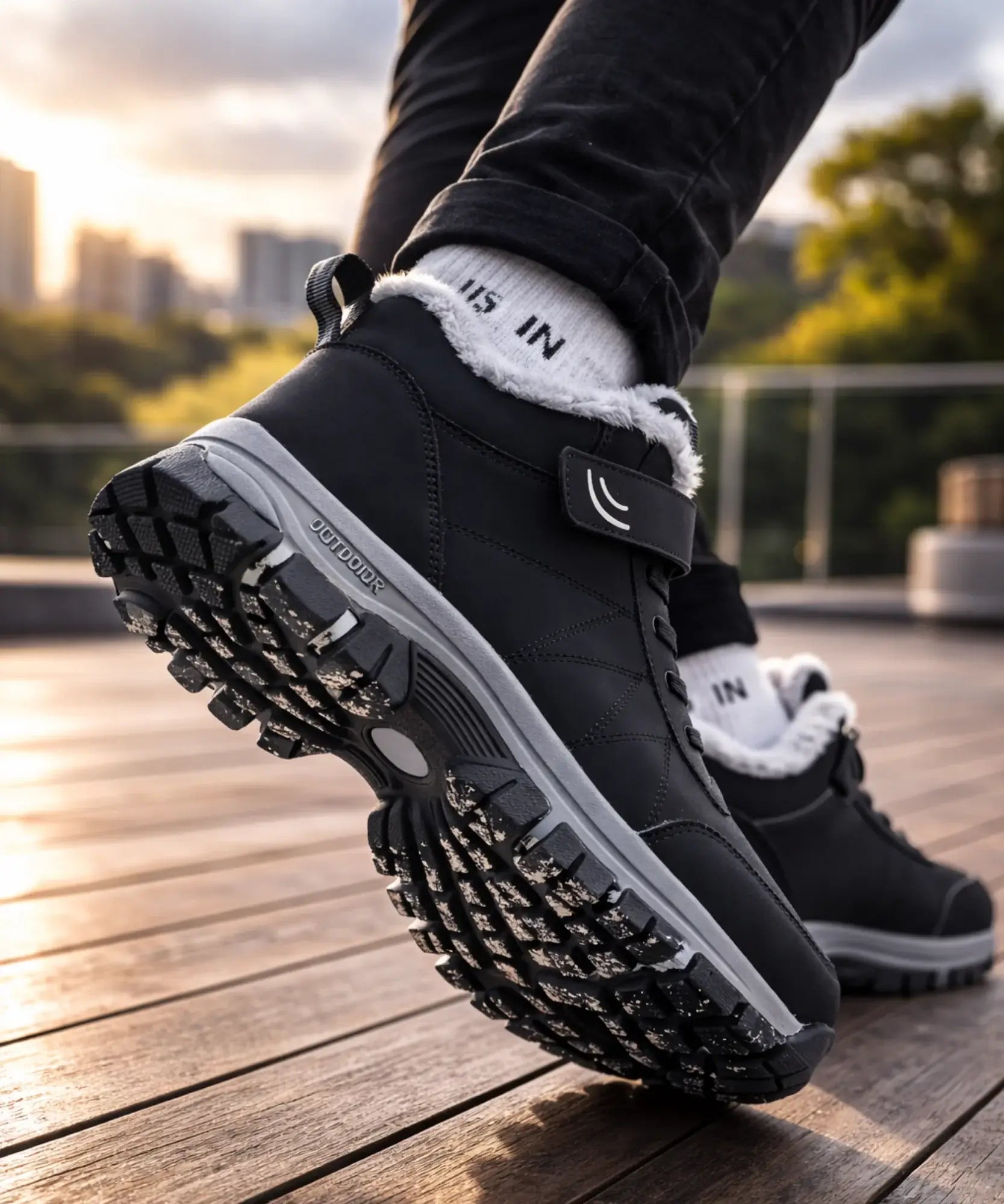 Comprar tênis bota masculino inverno forro peluciado quente velcro antiderrapante impermeável barato ou em promoção