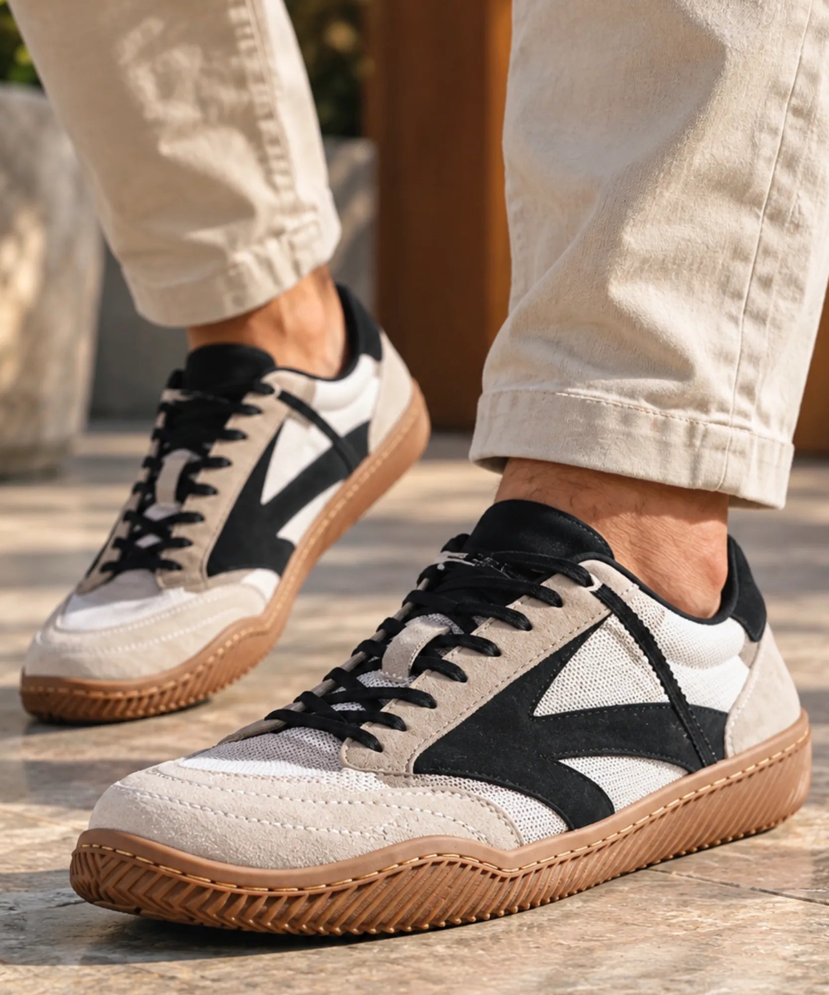 Comprar tênis retrô masculino camurça bege em promoção Anellimn
