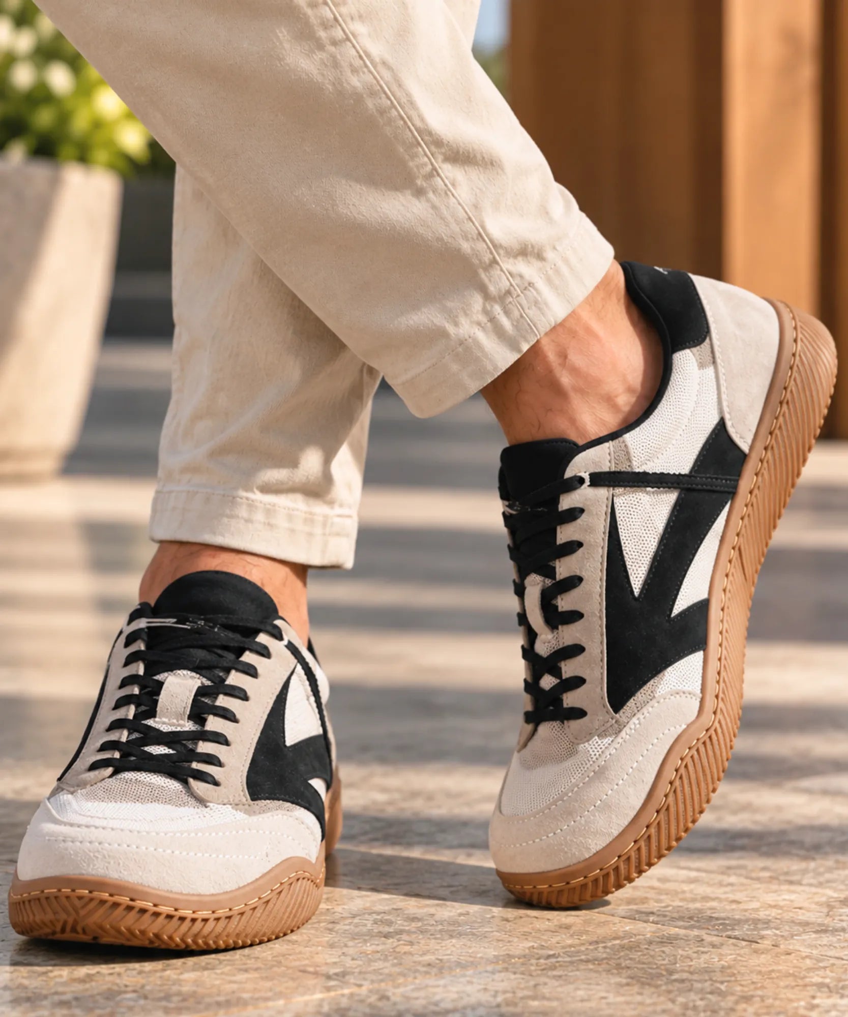 Comprar tênis retrô masculino de cadarço bege em promoção Anellimn