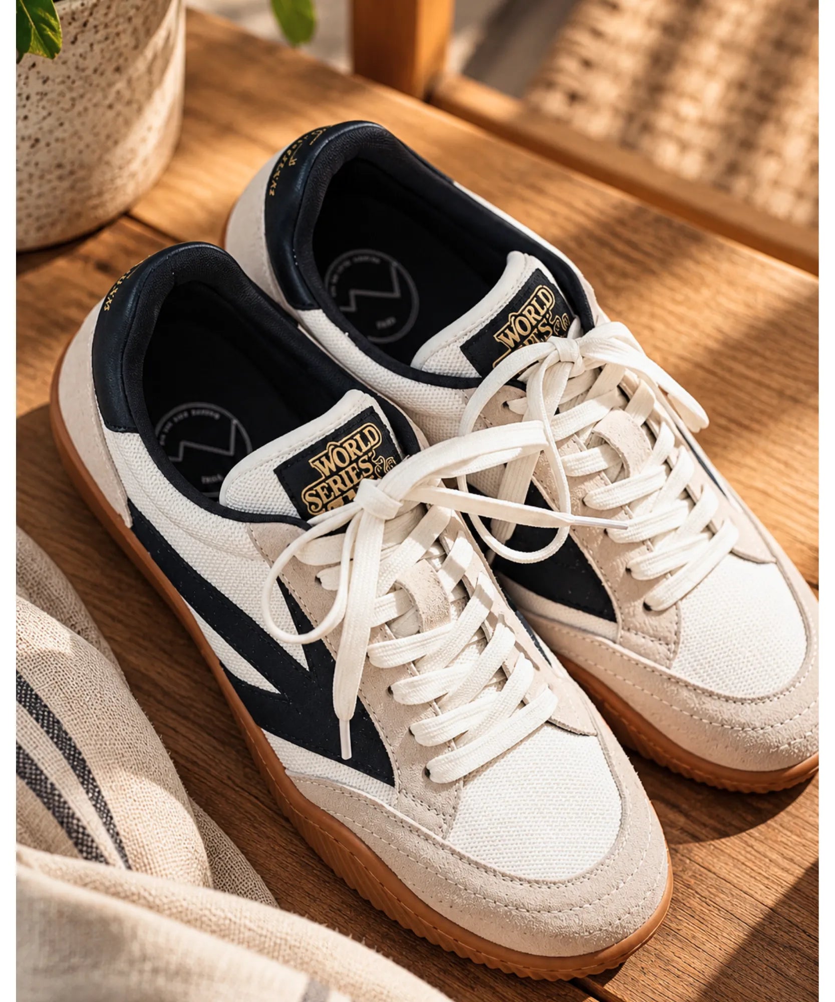 Comprar tênis retrô masculino camurça e tecido bege em promoção Anellimn
