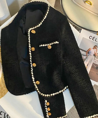 Terninho Preto Feminino Alfaiataria Tweed Elegante | Sulyn