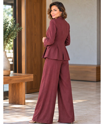 Comprar terninho feminino calça pantalona cintura alta marrom barato Anellimn