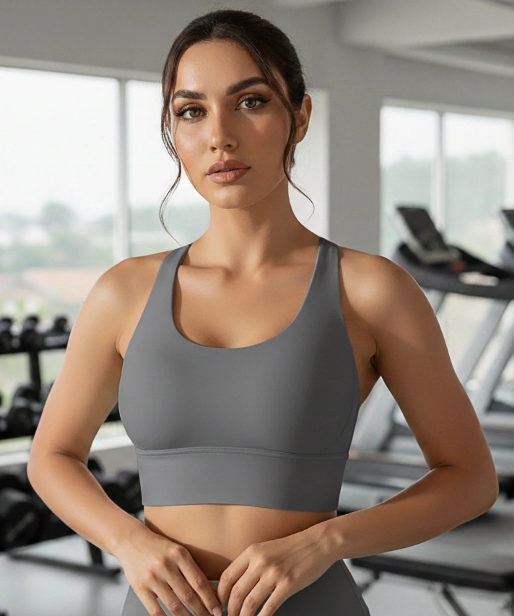 Comprar top feminino academia bojo removível fitness sustentação alças cruzadas treino confortável barato promoção
