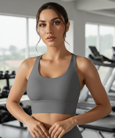 Comprar top feminino academia bojo removível fitness sustentação alças cruzadas treino confortável barato promoção