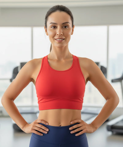 Comprar top feminino academia com dupla sustentação bojo removível fitness treino barato em promoção