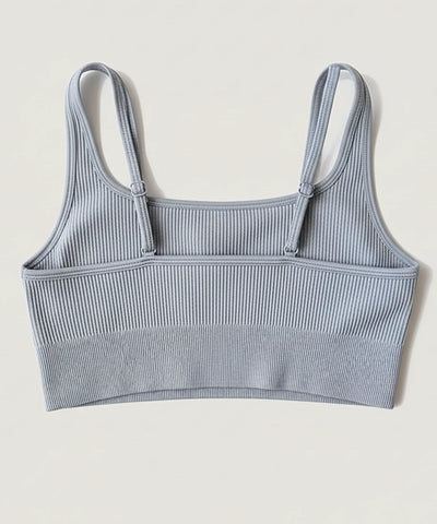 Comprar top feminino ribana confortável academia fitness alças ajustáveis malha macia sustentação natural barato promoção