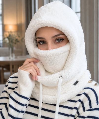 Touca Balaclava Feminina Pelúcia com Capuz e Máscara | Conie