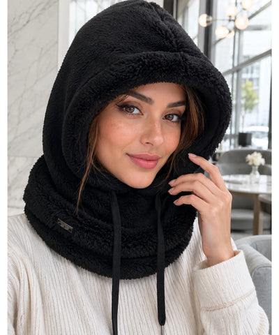 Touca Balaclava Feminina Pelúcia com Capuz e Máscara | Conie