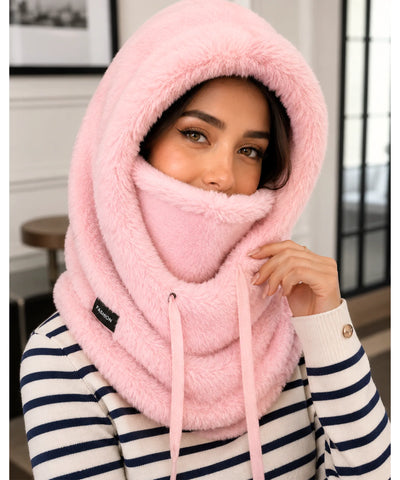 Touca Balaclava Feminina Pelúcia com Capuz e Máscara | Conie