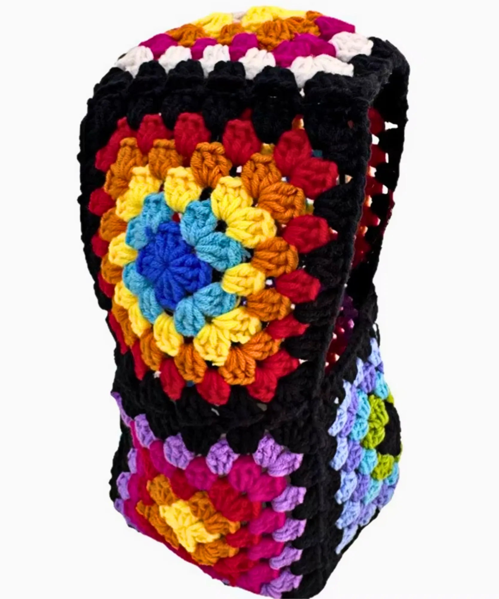 Comprar touca de crochê balaclava cobre pescoço fio espesso padrão floral fashion inverno promoção ANELLIMN 