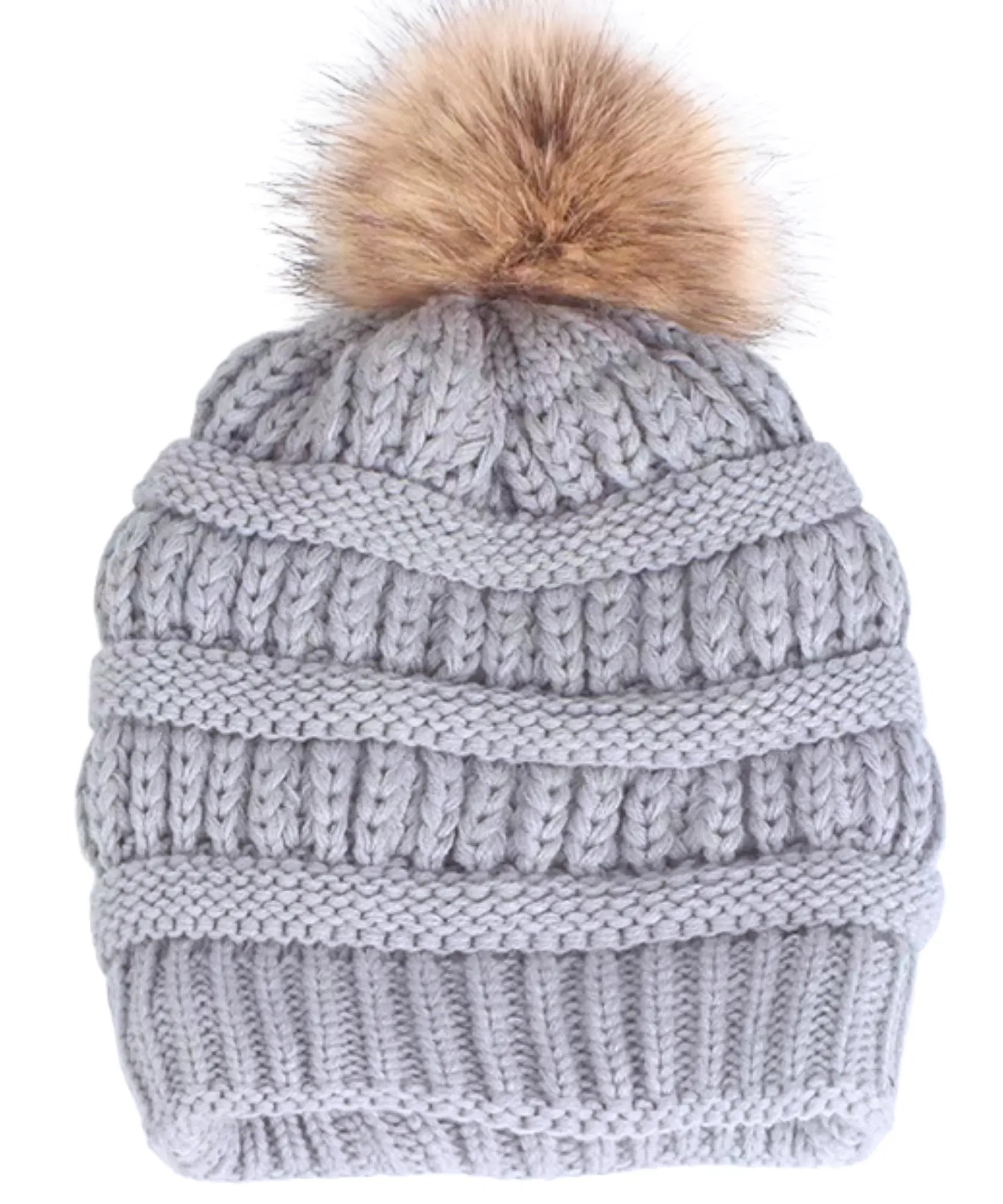 Comprar touca feminina tricot pompom pelúcia forro fleece canelada trançada inverno  ANELLIMN