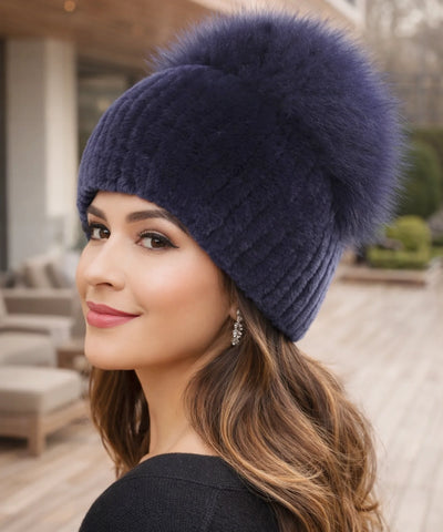  Comprar touca feminina tricot com pompom térmica antialérgica dupla proteção frio extremo inverno em promoção ANELLIMN