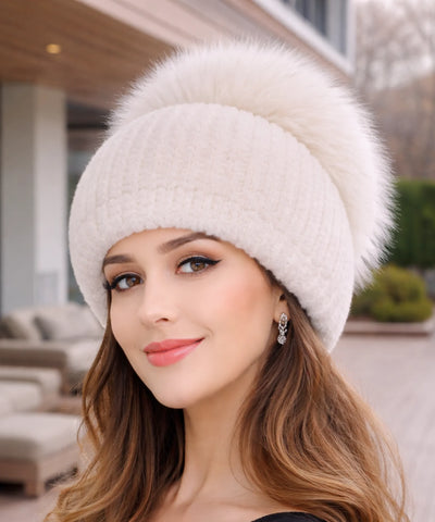  Comprar touca feminina tricot com pompom térmica antialérgica dupla proteção frio extremo inverno em promoção ANELLIMN