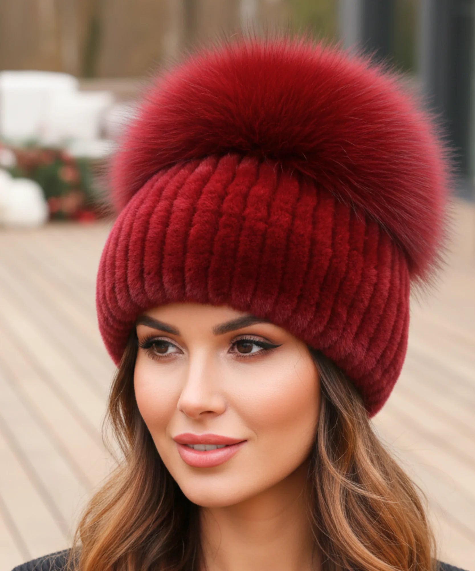  Comprar touca feminina tricot com pompom térmica antialérgica dupla proteção frio extremo inverno em promoção ANELLIMN