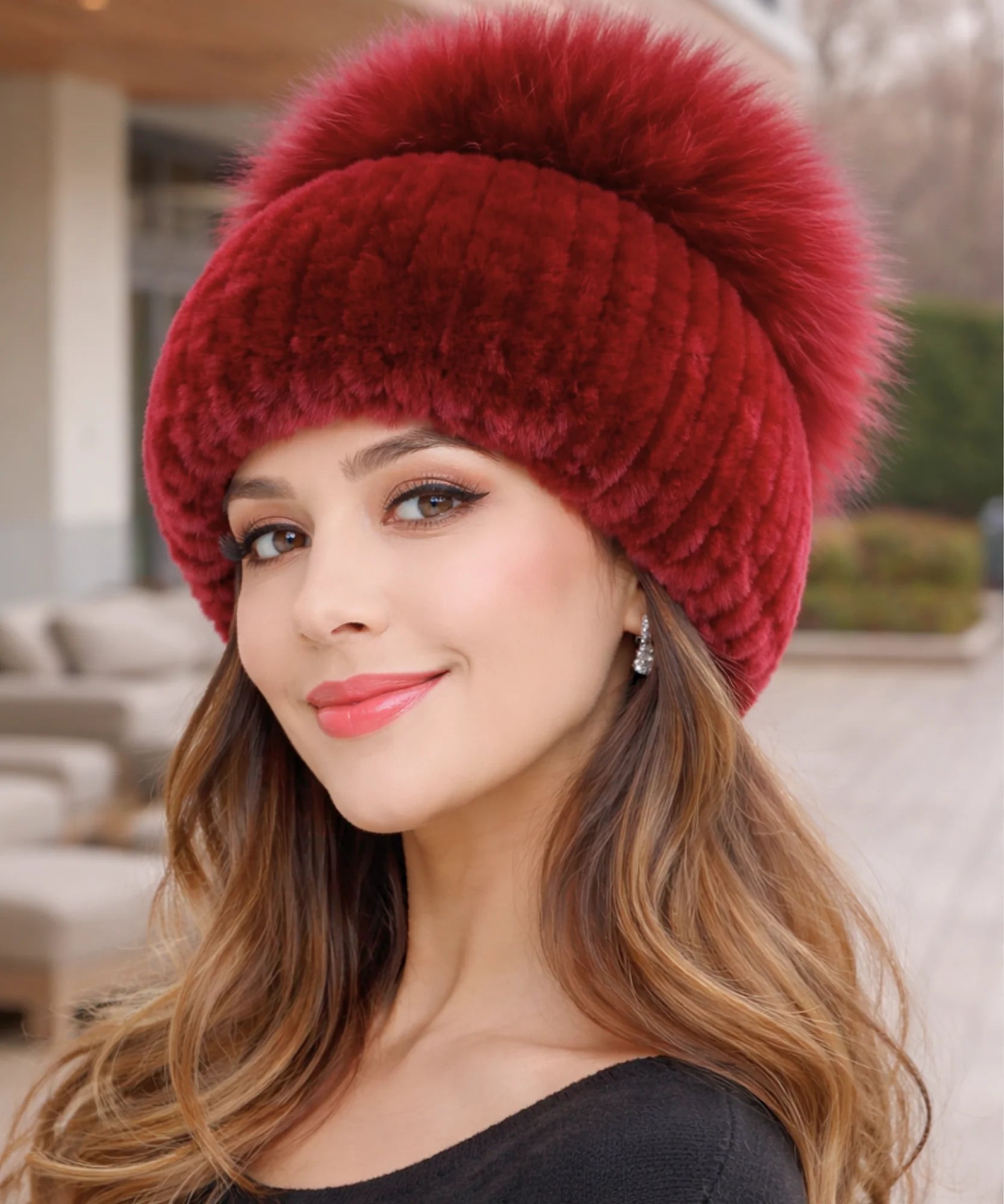  Comprar touca feminina tricot com pompom térmica antialérgica dupla proteção frio extremo inverno em promoção ANELLIMN