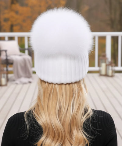  Comprar touca feminina tricot com pompom térmica antialérgica dupla proteção frio extremo inverno em promoção ANELLIMN