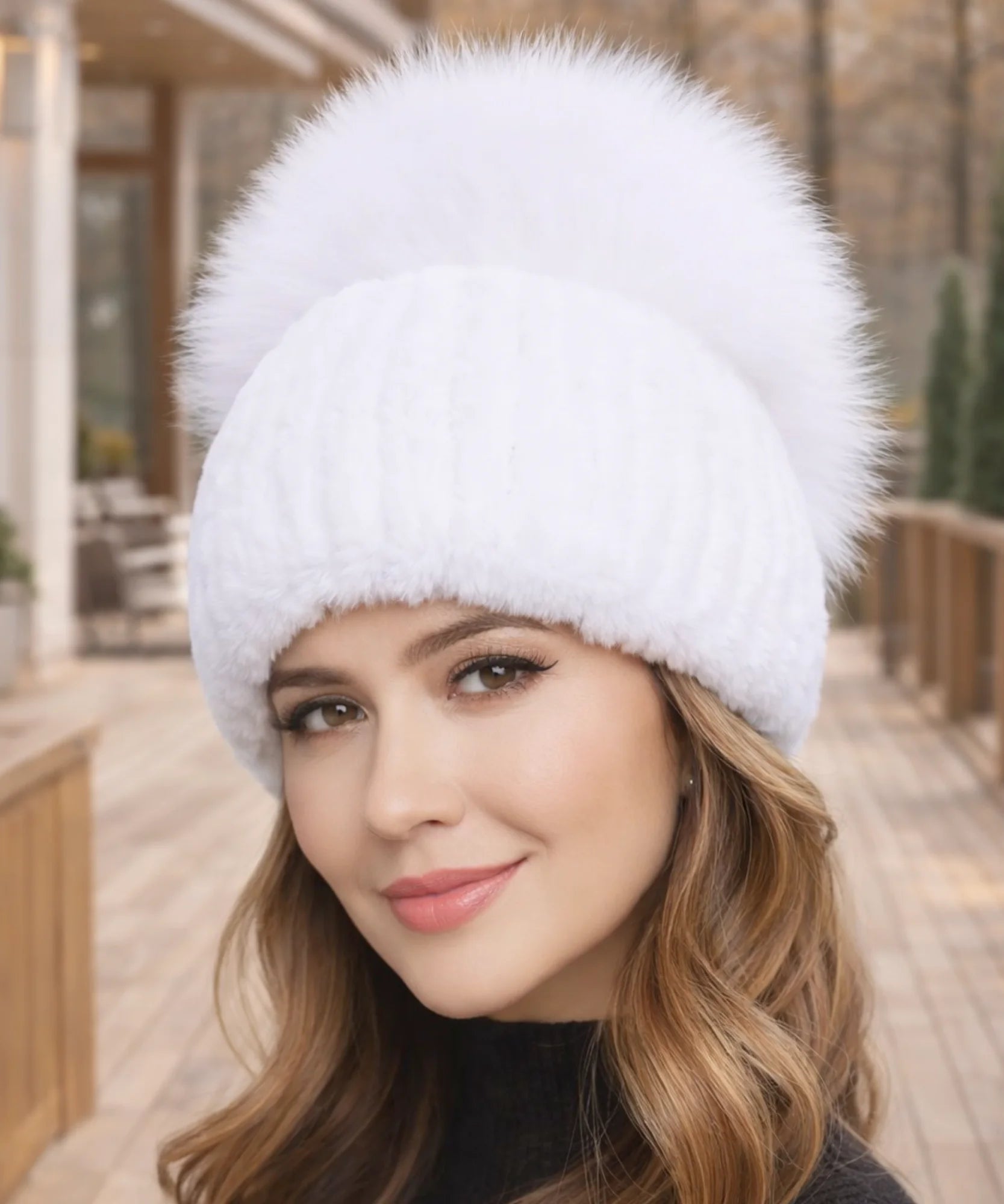  Comprar touca feminina tricot com pompom térmica antialérgica dupla proteção frio extremo inverno em promoção ANELLIMN