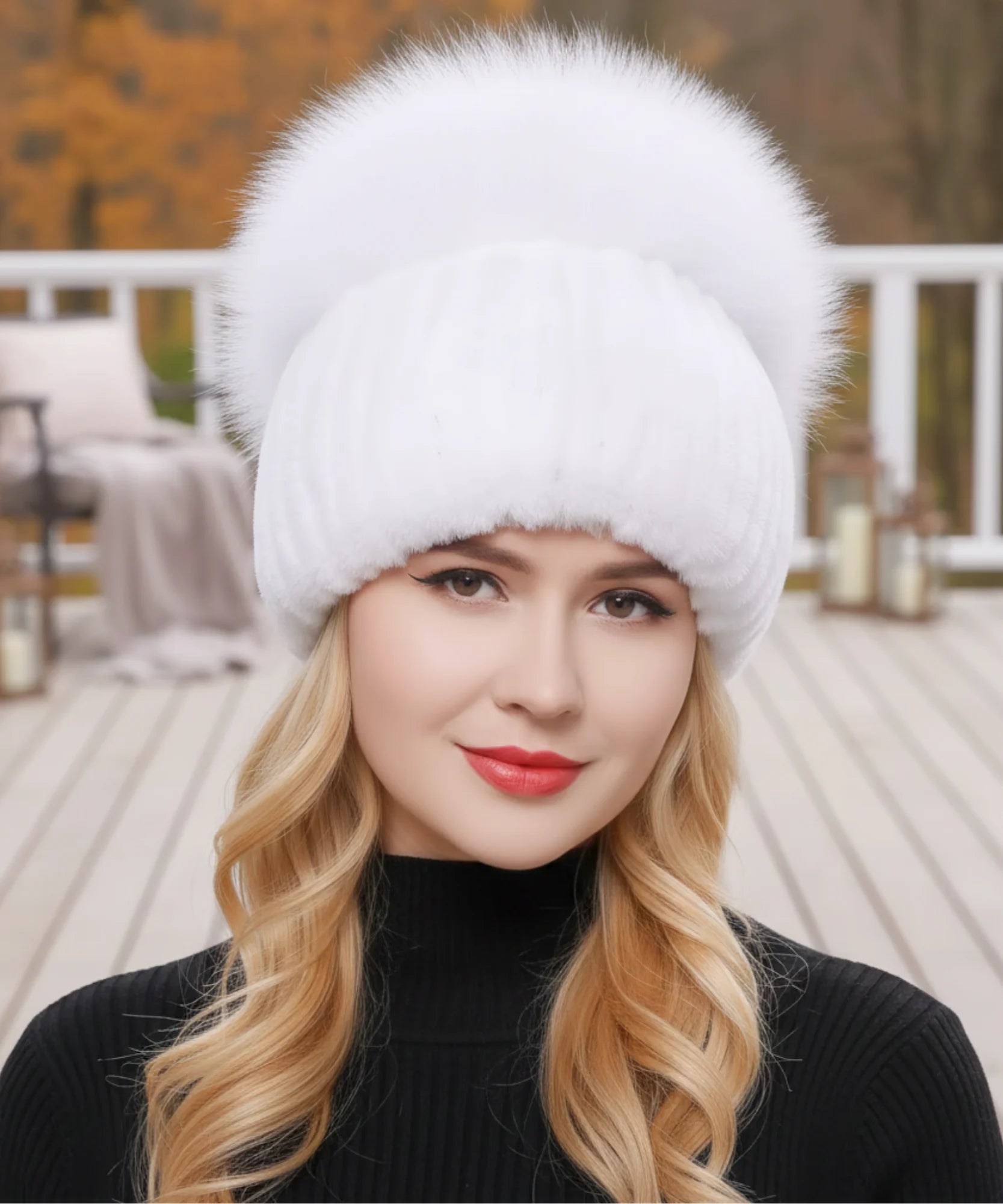  Comprar touca feminina tricot com pompom térmica antialérgica dupla proteção frio extremo inverno em promoção ANELLIMN