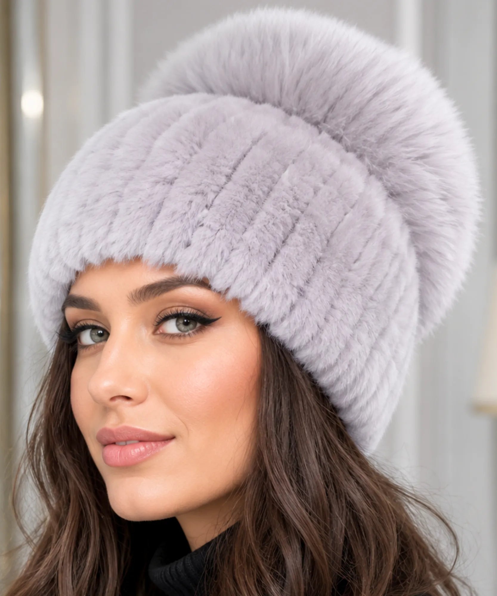 Comprar touca feminina tricot com pompom térmica antialérgica dupla proteção frio extremo inverno em promoção ANELLIMN 