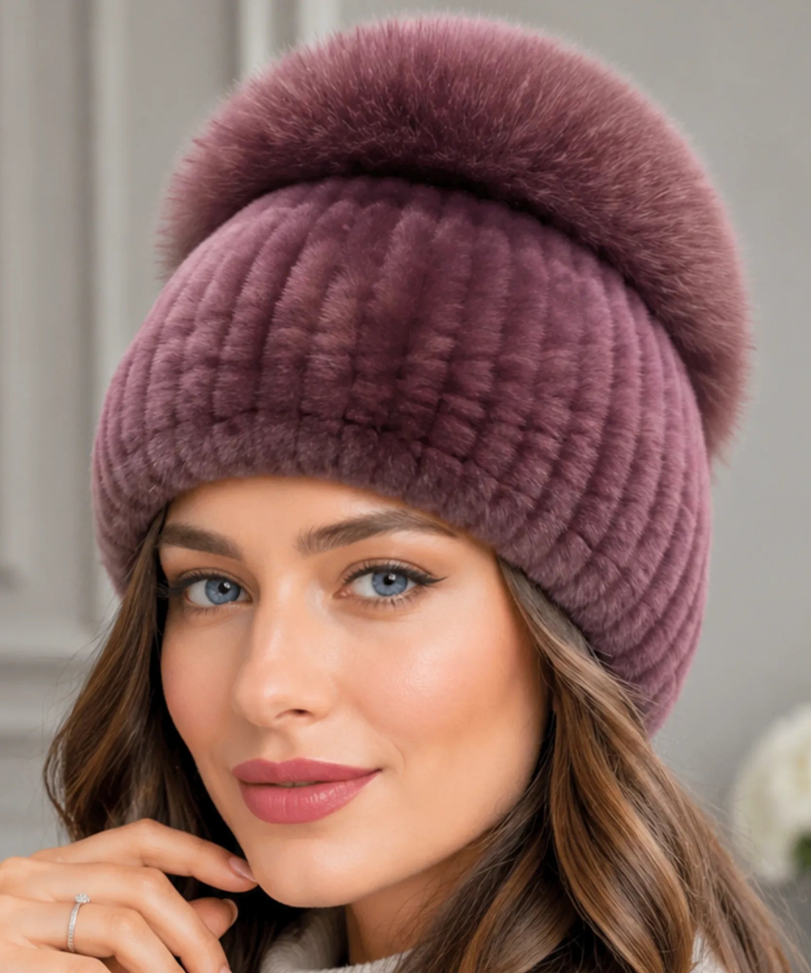 Comprar touca feminina tricot com pompom térmica antialérgica dupla proteção frio extremo inverno em promoção ANELLIMN 