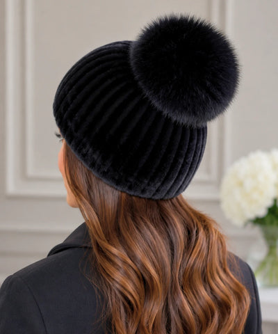 Comprar touca feminina tricot com pompom térmica antialérgica dupla proteção frio extremo inverno em promoção ANELLIMN 