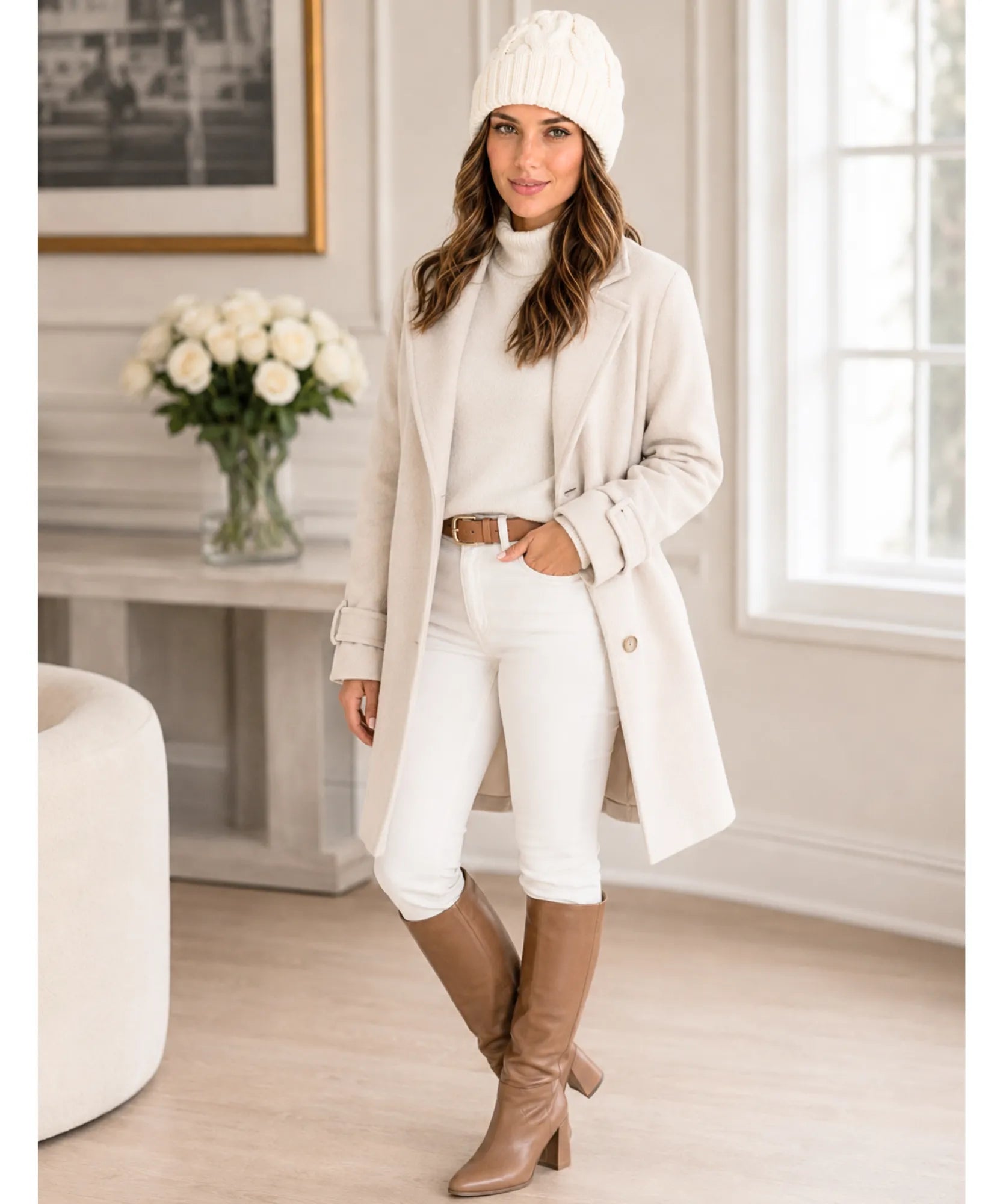 Comprar touca feminina tricot trançada canelada barra dobrada inverno encorpada barata em promoção DAFITI  