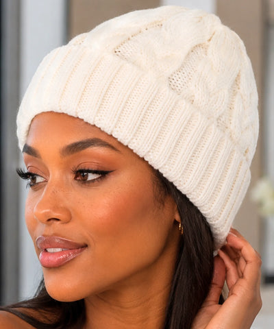 Comprar touca feminina tricot trançada canelada barra dobrada inverno encorpada barata em promoção DAFITI  