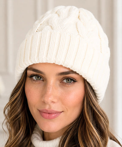 Comprar touca feminina tricot trançada canelada barra dobrada inverno encorpada barata em promoção DAFITI  